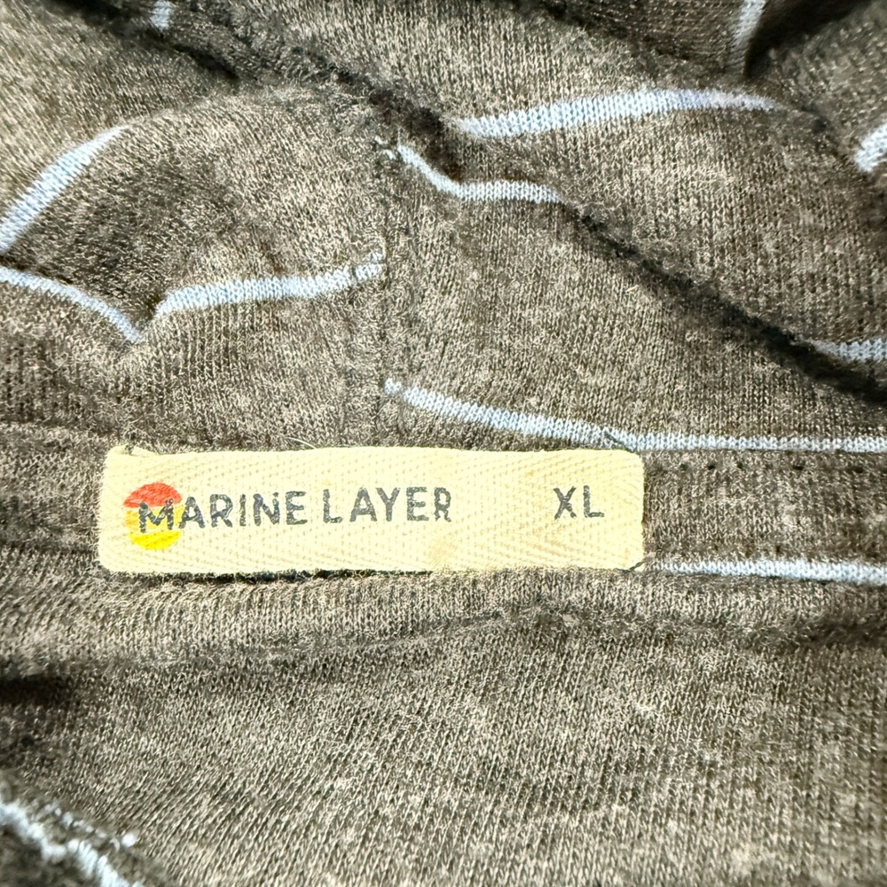 Marine Layer Hoodie XL Gray Striped Coastal Chic Minimalist Preppy Casual - Picture 7 of 8